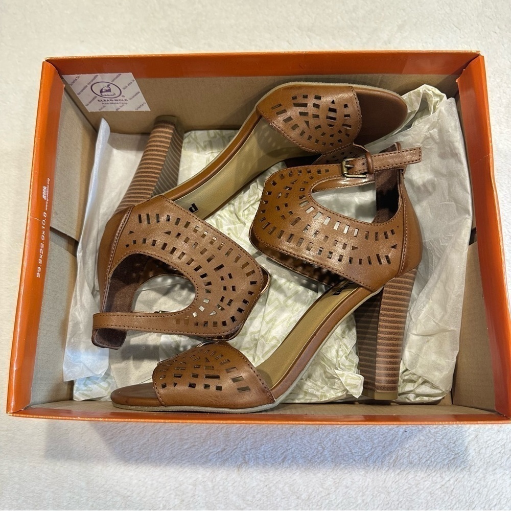 EU Unlisted Follow the Signs Open Toe Sandal, High Heel Laser Cut Dress Shoe